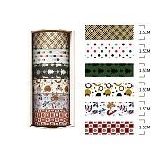 6 Rolls Christmas Paper Decorative Paper Tapes Set, Adhesive Tapes, for DIY Scrapbooking Supplie Gift Decoration, Mixed Color, 15x0.2mm, 2m/roll(STIC-H002-09G)