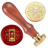 Wax Seal Stamp Set, Golden Plated Sealing Wax Stamp Solid Brass Head, with Retro Wood Handle, for Envelopes Invitations, Gift Card, Sandglass, 83x22mm, Head: 7.5mm, Stamps: 25x14.5mm(AJEW-WH0208-1056)