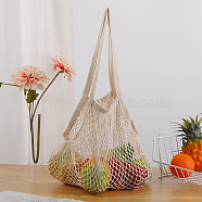 Cotton Woven Mesh Handle Tote Bag, Portable Reusable Grocery Bags, Antique White, 40x35cm, Handle: 550mm long(HOUS-PW0002-02A-02)