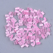 2-Hole Glass Seed Beads, Imitation Cat Eye, Rectangle, Hot Pink, 4.5~5.5x2x2~2.5mm, Hole: 0.5~0.8mm(SEED-S023-16B-05)