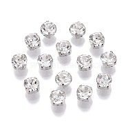 Sew on Rhinestone, Glass Rhinestone, Montee Beads, with Brass Prong Settings, Garments Accessories, Flat Round, Platinum, 4.7x4mm, about 1440pcs/bag(KK-S324-03B)