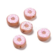 Handmade Lampwork Enamel Beads Strands, Donut, Sandy Brown, 15.5x7~8.5mm, Hole: 1.5mm, about 25pcs/strand(LAMP-A001-F01)