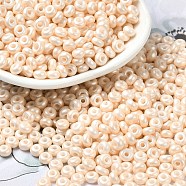 Baking Paint Luster Glass Seed Beads, Donut, PeachPuff, 4x2.5mm, Hole: 1mm, about 689pcs/50g(X-SEED-B001-04A-02)