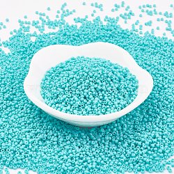 TOHO Japanese Seed Beads, Round, (55F) Opaque Frost Turquoise, 11/0, 2x1.5mm, Hole: 0.5mm, about 42000pcs/pound(SEED-F002-2mm-55F)