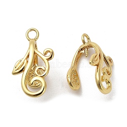 Rack Plating Brass Pendant Bails, Peg Bails, for Half Drilled Beads, Cadmium Free & Lead Free, Long-Lasting Plated, Leaf, Real 18K Gold Plated, 20x11.5x10.5mm, Hole: 2mm, Pin: 0.8mm(KK-S397-21G)