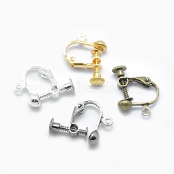 Brass Screw On Clip-on Earring Findings, Spiral Ear Clip, For Non-Pierced Ears, Mixed Color, 18x14x3mm, Hole: 1.6mm(KK-L164-01)