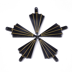 Cellulose Acetate(Resin) Pendants, Umbrella, Black, 39.5x19~19.5x2.5mm, Hole: 1.2mm(X-KY-S158-27C)
