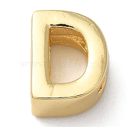 Rack Plating Brass Slide Charms, Cadmium Free & Lead Free, Real 18K Gold Plated, Letter, Letter D, 7.5x6x3.5mm, Hole: 1.5mm(KK-M254-15G-D)