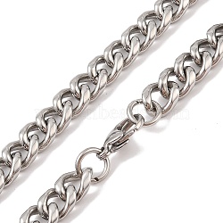 Non-Tarnish 304 Stainless Steel Cuban Link Chain Necklaces, Stainless Steel Color, 24.02 inch(61cm)(NJEW-K378-16B-P)