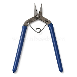 Steel Jewelry Pliers, with Plastic Handle Cover, Needle Nose Pliers, Marine Blue, 13.1x9.4x0.75cm(PT-Q010-01P)