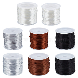 8 Roll 8 Styles Nylon Rattail Satin Cord, Beading String, for Chinese Knotting, Jewelry Making, Mixed Color, 1~2mm, about 10.93 yards(10m)/roll~32.8 yards(30m)/roll, 1 roll/style(NWIR-BC0002-06C)