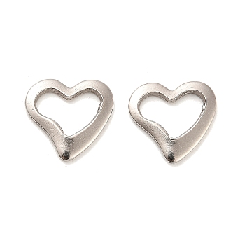 Non-Tarnish Stainless Steel Pendants, Heart Charms, Stainless Steel Color, 14x15x1.5mm, Hole: 11x6mm