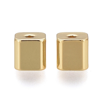 Brass Spacer Beads, Long-Lasting Plated, Cube, Real 18K Gold Plated, 5x5x5mm, Hole: 1mm