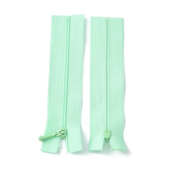 Nylon Garment Accessories, Zip-fastener Component Sets, Nylon Zipper & Alloy Zipper Puller, Pale Green, 90~96x27x1mm