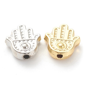 Rack Plating Alloy Beads, Lead Free & Cadmium Free, Long-Lasting Plated, Hamsa Hand/Hand of Miriam, Mixed Color, 11x10x3.5mm, Hole: 1.5mm