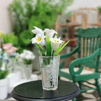 Resin Flower Vase Ornaments, Micro Landscape Garden Dollhouse Accessories, Pretending Prop Decorations, White, 48x15mm