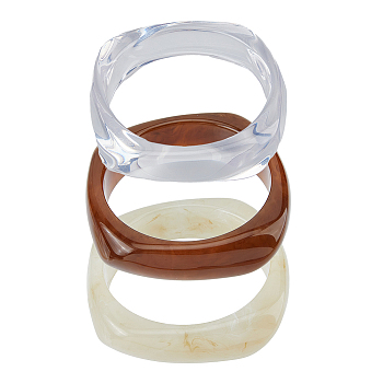3Pcs 3 Style Imitation Marble Acrylic Bangles Set for Women, Mixed Color, Inner Diameter: 2-5/8 inch(6.8cm), 1Pc/style