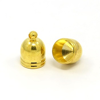 Brass Cord Ends, End Caps, Golden, 13.5x10mm, Hole: 1.8mm, Inner Diameter: 9mm