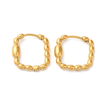 Brass Hoop Earrings, Square, Real 18K Gold Plated, 17x16mm