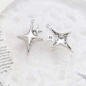 Alloy Pendants, Platinum, Star, 34x23mm