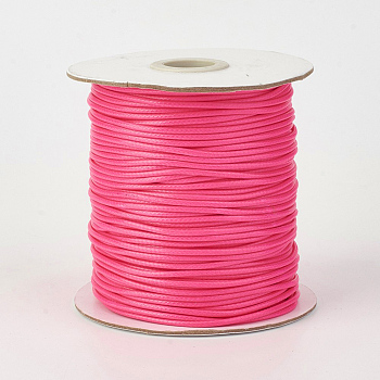 Eco-Friendly Korean Waxed Polyester Cord, Deep Pink, 1.5mm, about 169.51~174.98 Yards(155~160m)/Roll