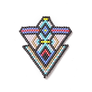 Handmade Loom Pattern MIYUKI Seed Beads, Triangle Pendants, Colorful, 49x39x1.5mm, Hole: 0.7mm