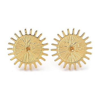 Ion Plating(IP) 304 Stainless Steel Stud Earring Findings, Sunlight Ear Studs, Real 18K Gold Plated, 19mm, Pin: 0.7mm, Fit for 1.8mm Rhinestone