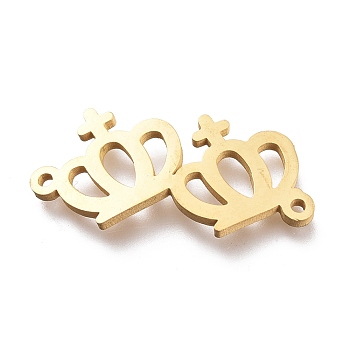 304 Stainless Steel Links Connectors, Laser Cut, Connected Crown, Golden, 10x22x1mm, Hole: 1mm