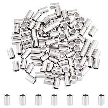 100Pcs 304 Stainless Steel Beads, Tube Beads, Stainless Steel Color, 6x4mm, Hole: 3mm