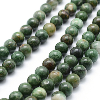 Natural African Jade Beads Strands, Round, 6mm, Hole: 1mm, about 62pcs/strand, 15.7 inch(40cm)