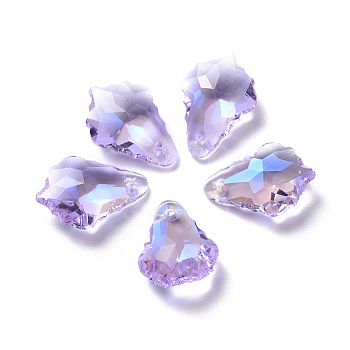 Glass Rhinestone Pendants, Faceted, Maple Leaf, Violet, 16.5x11.5x5.5mm, Hole: 1.2mm