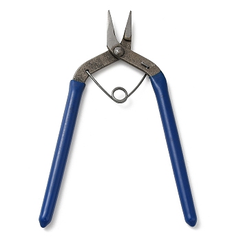 Steel Jewelry Pliers, with Plastic Handle Cover, Needle Nose Pliers, Marine Blue, 13.1x9.4x0.75cm