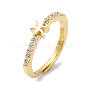 Clear Pisces Brass+Cubic Zirconia Finger Rings