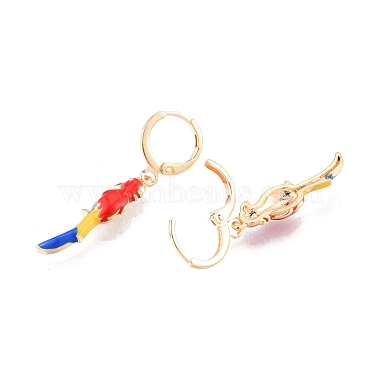 Colorful Enamel Parrot Dangle Leverback Earrings(EJEW-N012-86)-3