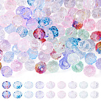 90Pcs 9 Colors Baking Paint Transparent Glass Beads, Rondelle, Faceted, Mixed Color, 9.5~10x7.5~8mm, Hole: 1.6mm, 10pcs/color(GLAA-TA0003-33)