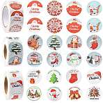 3 Rolls 3 Styles Christmas Round Dot Self Adhesive Paper Stickers Roll, Christmas Decals for Party, Decorative Presents, Mixed Color, 25mm, about 500pcs/roll, 1 roll/style(DIY-FS0010-32A)