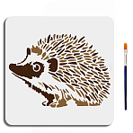 1Pc PET Hollow Out Drawing Painting Stencils, for DIY Scrapbook, Photo Album, with 1Pc Art Paint Brushes, Hedgehog, 300x300mm(DIY-MA0005-76C)