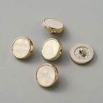 Resin Shank Buttons, with Plating Plastic Findings, 1-Hole, Flat Round, Lemon Chiffon, 17.5~18x8.5mm, Hole: 3mm(FIND-WH0147-37A)