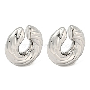 304 Stainless Steel Cuff Earrings, C-Shaped Jewelry for Women, Stainless Steel Color, 30x10mm(EJEW-G377-04B)