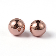 Round Ion Plating(IP) 202 Stainless Steel Beads, Rose Gold, 10mm, Hole: 2mm(STAS-O091-05RG)