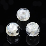 Transparent Acrylic Cabochons, with Shell, Round, White, 12x11mm(TACR-N006-78A)