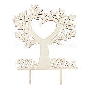 Cake Toppers Wooden Bird Tree Cake Topper for Rustic Wedding Anniversary Party Cake Decoration Supplies, BurlyWood, 16x12.5x0.35cm(WOOD-WH0015-31)