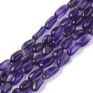 Natural Amethyst Beads Strands, Tumbled Stone, Rice, 6~10x4~5x3~4mm, Hole: 0.6mm, about 49~56pcs/strand, 15.75 inch(40cm)(G-S362-038)