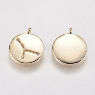 Brass Pendants, with Cubic Zirconia, Real 18K Gold Plated, Twelve Constellations, Cancer, 13x11x2.5mm, Hole: 1mm(KK-K215-29B)