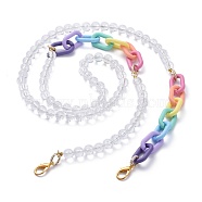 Acrylic Bag Strap Chains, Including Acrylic Beads & Linking Rings, Golden Aluminum Links and Zinc Alloy Lobster Claw Clasps, for Bag Straps Replacement Accessories, Colorful, 118cm(AJEW-BA00041)