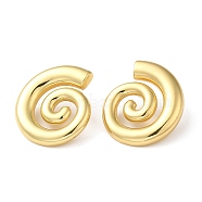 Rack Plating Brass Vortex Stud Earrings for Women, Lead Free & Cadmium Free, Long-Lasting Plated, Real 18K Gold Plated, 27.5x24mm(EJEW-Z019-14G)