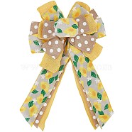 Lemon & Polka Dot Pattern Polyester Bowknot, with Twist Tie, for Party Favor, Gold, 420x250x34mm(DIY-WH0387-78)