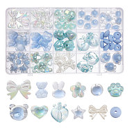DIY Jewelry Making Finding Kit, Including Acrylic & ABS Plastic Imitation Pearl & Silicone Beads, Resin Cabochons, Heart & Flower & Star & Crown & Bowknot & Cat, Light Sky Blue, 73Pcs/box(DIY-CA0006-17)