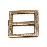 Alloy Slide Buckles, Square, Antique Bronze, 12x12x1mm(FIND-WH0100-46C-AB)