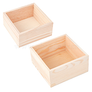 Wooden Storage Box, without Box Cover, BurlyWood, 13~15x13~15x6~7.5cm, 2pcs/set(OBOX-PH0001-04)